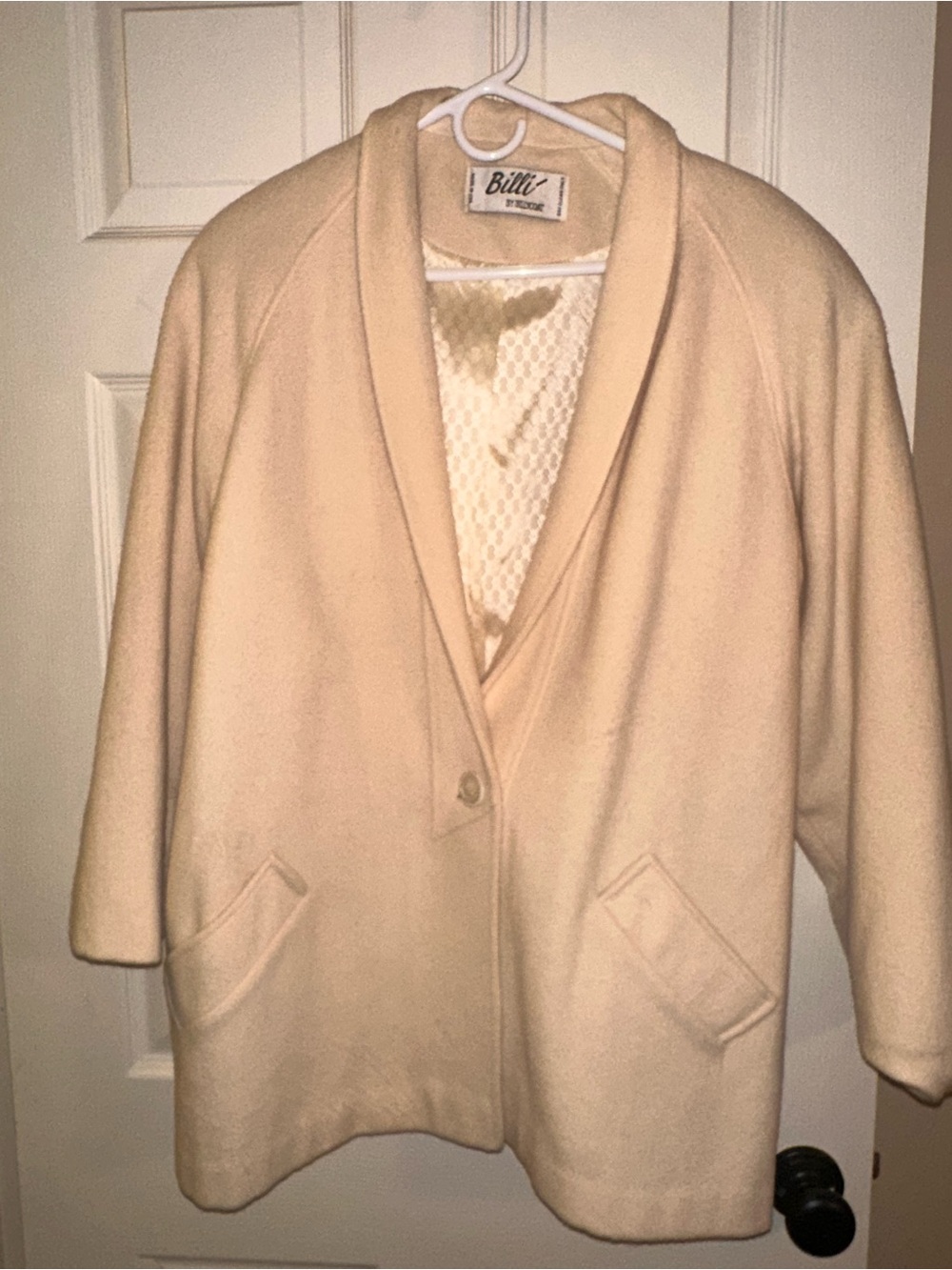 VINTAGE BILLI by BILLYCOAT Cream Wool-Blend Open Front Jacket